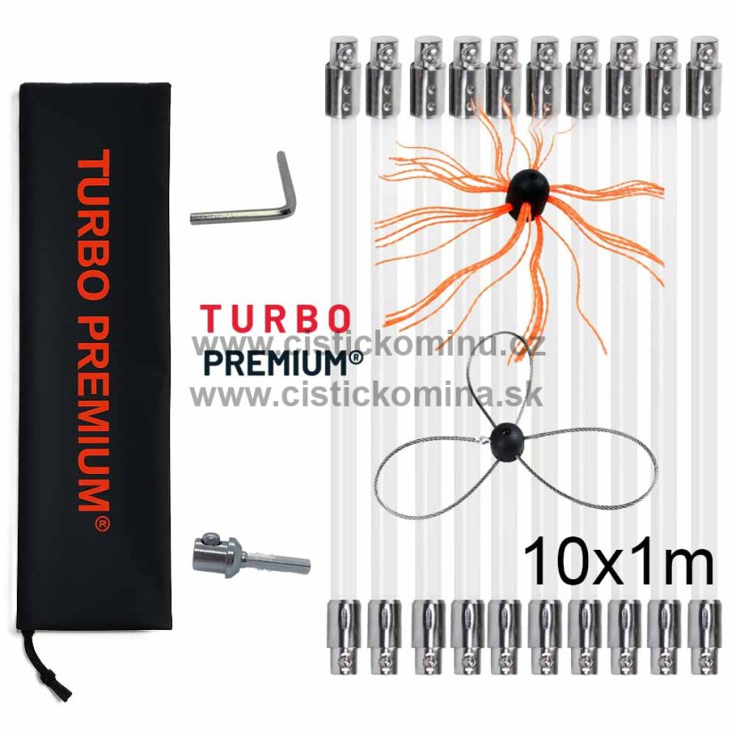 Rotační kartáč na čištění komínů Komplet  TURBO Premium® - 10m