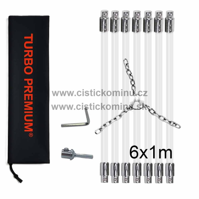 Rotačný čistič komína s reťazovou hlavou TURBO Premium® – 6m