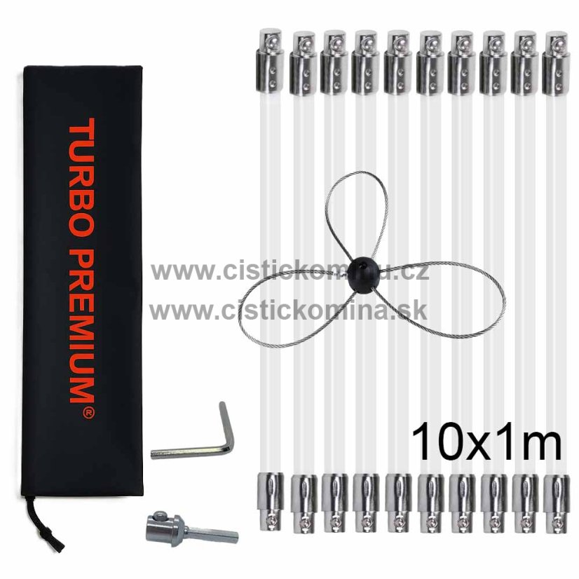 Rotačný čistič komína s lankom TURBO Premium® – 10M