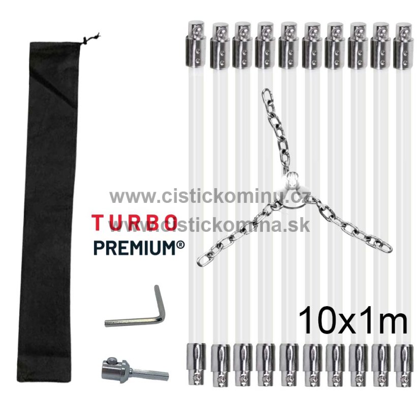 Rotační čistič komína s řetězovou hlavou  TURBO Premium® - 10m