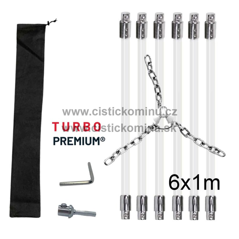 Rotačný čistič komína s reťazovou hlavou TURBO Premium® – 6m