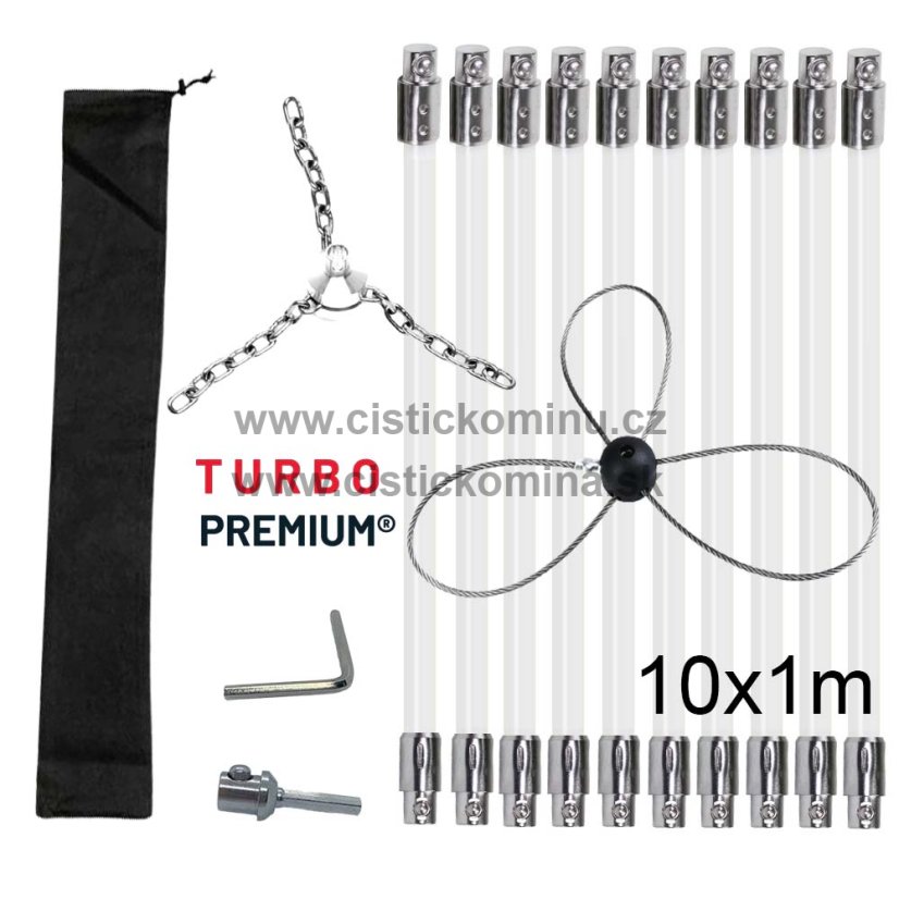 Rotační čistič komína s řetězovou hlavou a lankem TURBO Premium® - 10m