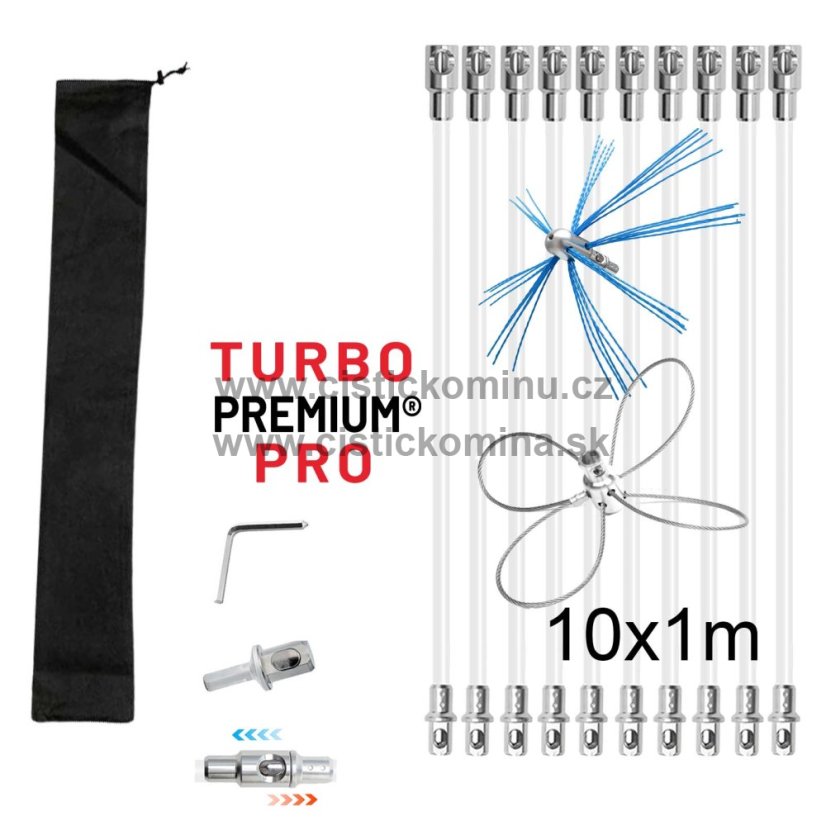 Rotační kartáč na čištění komína Plus TURBO Premium® PRO - 10m