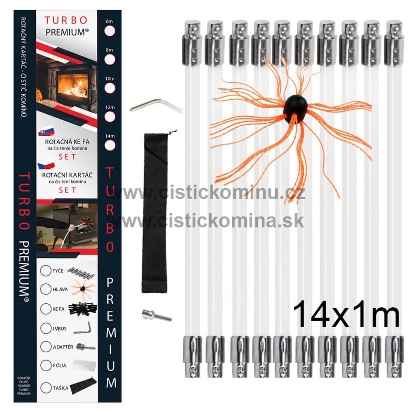 Rotační kartáč na čištění komínů TURBO Premium® - 14m