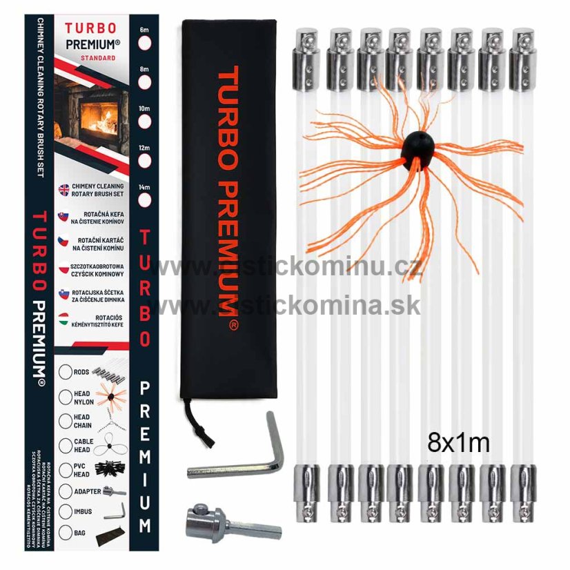 Rotační kartáč na čištění komínů TURBO Premium® - 8m